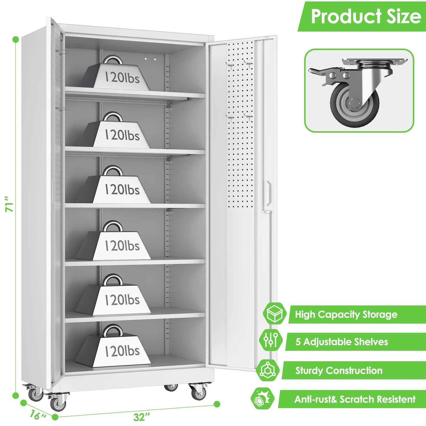 Aobabo Metal Garage Storage Cabinet On Wheels