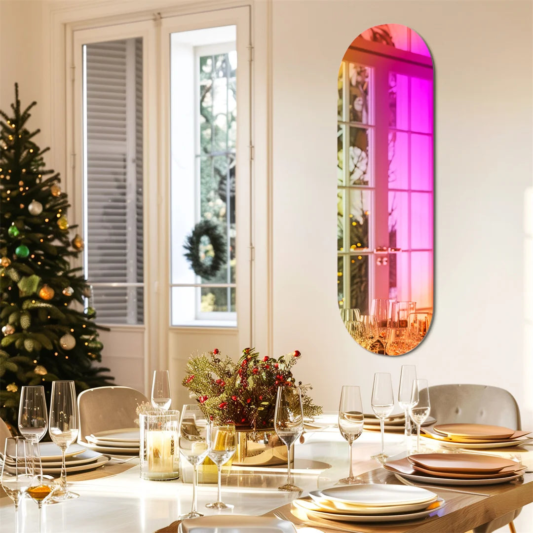 LUVODI Aesthetic Wall Mirror Iridescent Accent Mirror