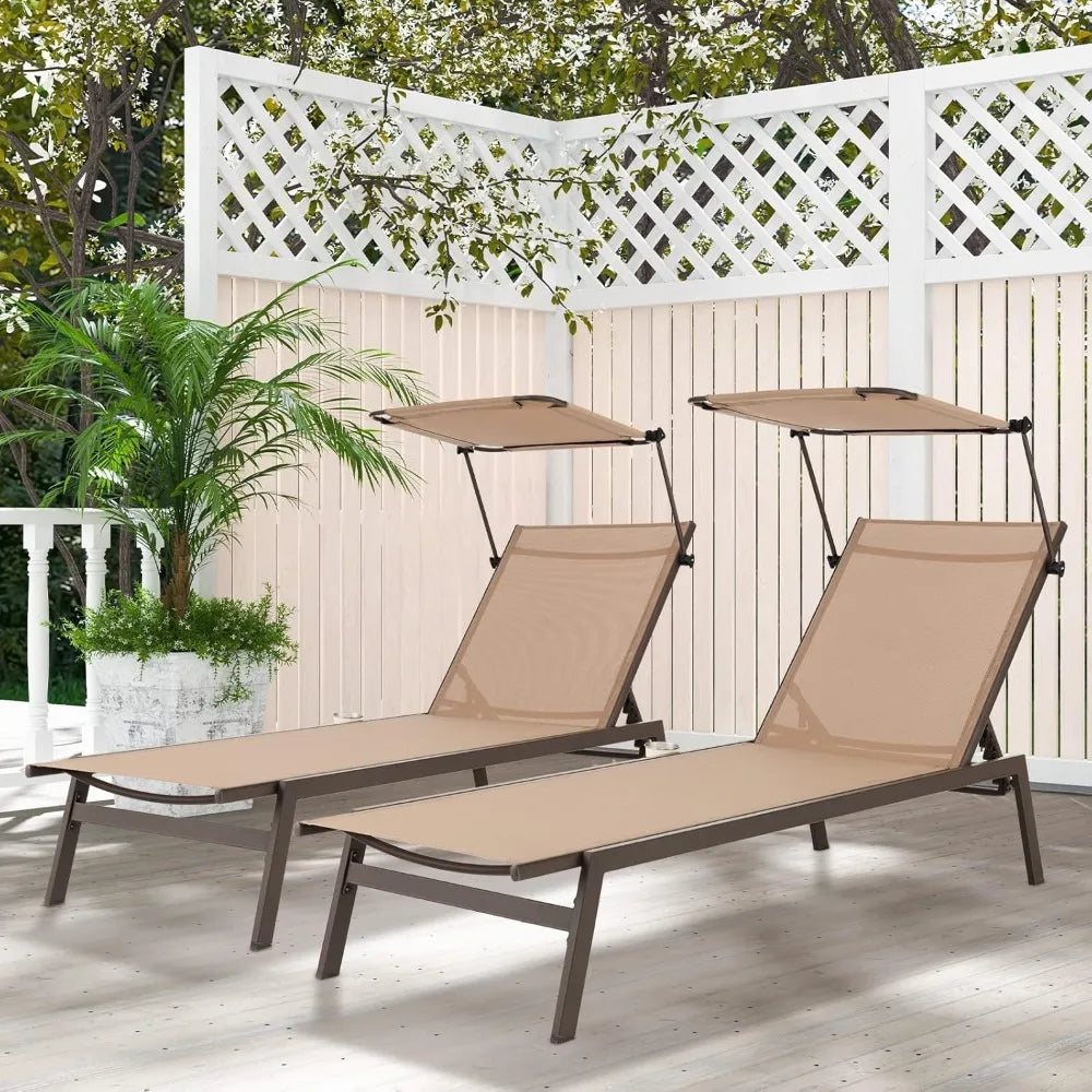 MKDK Patio Chaise Lounge Chair Set With Adjustable Backrest