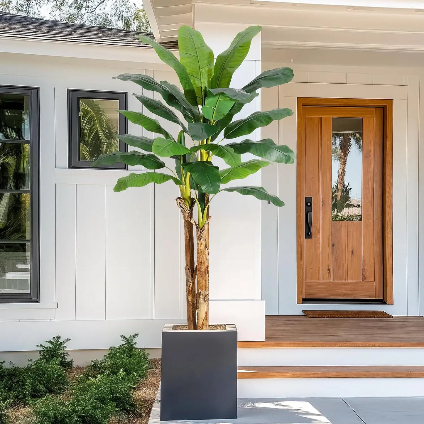 HiMISSCN Artificial Banana Tree With Planter Indoor Decor