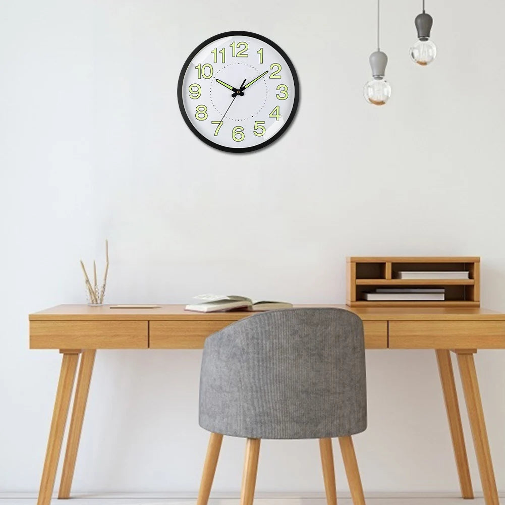 APWIKOGER Glow In The Dark Round Wall Clock Non Ticking Numerals And Hands