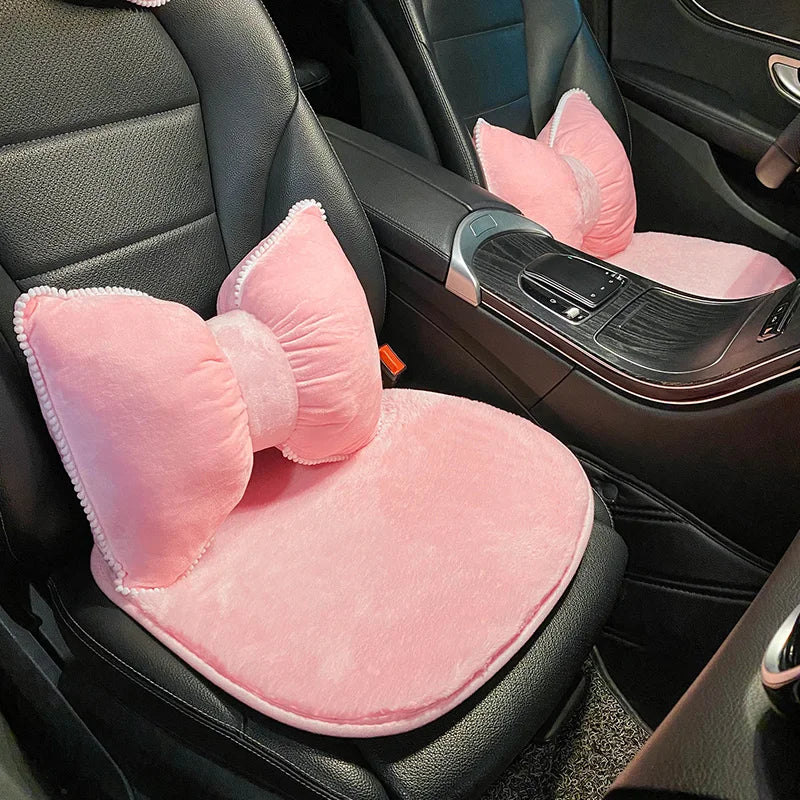 NONEF Car Waist Neck Pillow Plush Headrest Lumbar Support
