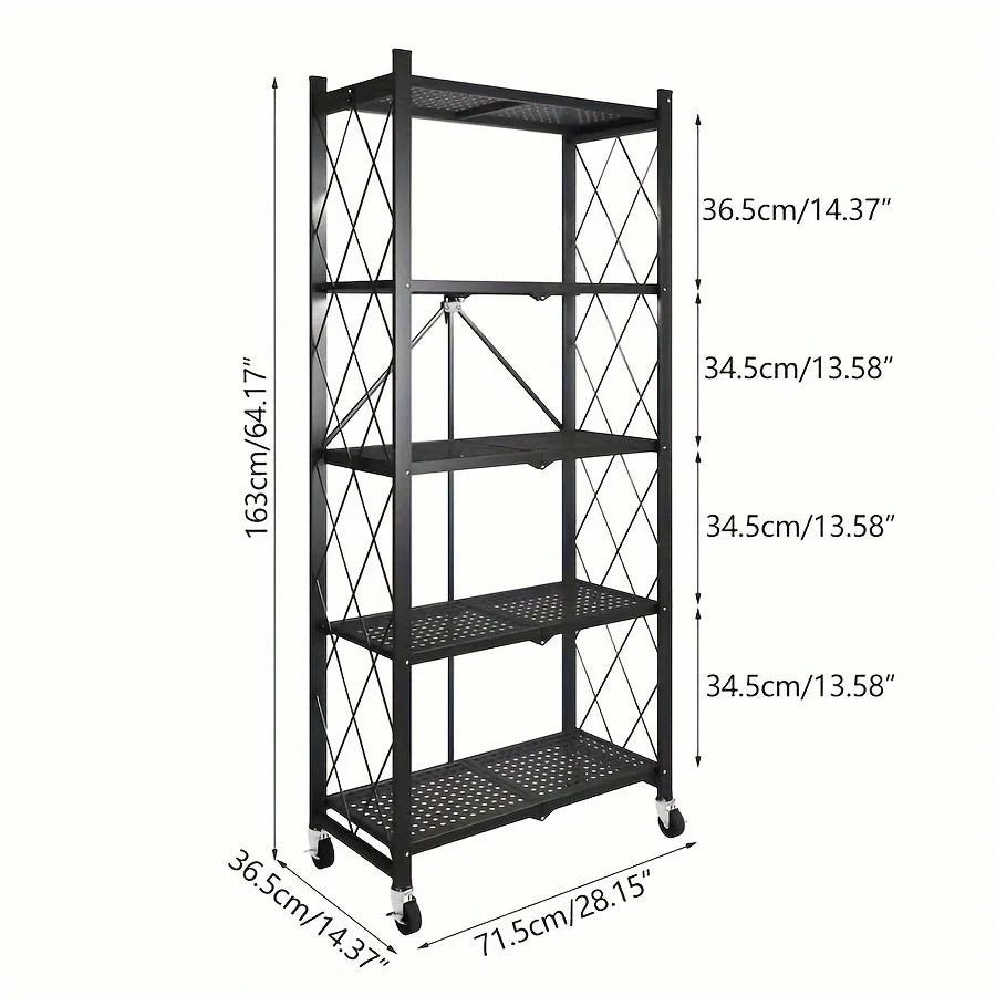 Heavy Duty Foldable Metal Storage Rack With Wheels