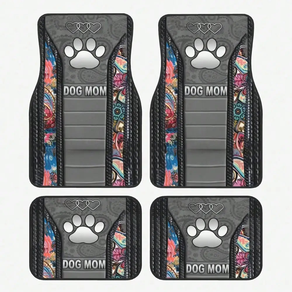 Deluxe Heart Paw Print Car Mats for Front Rear Seats