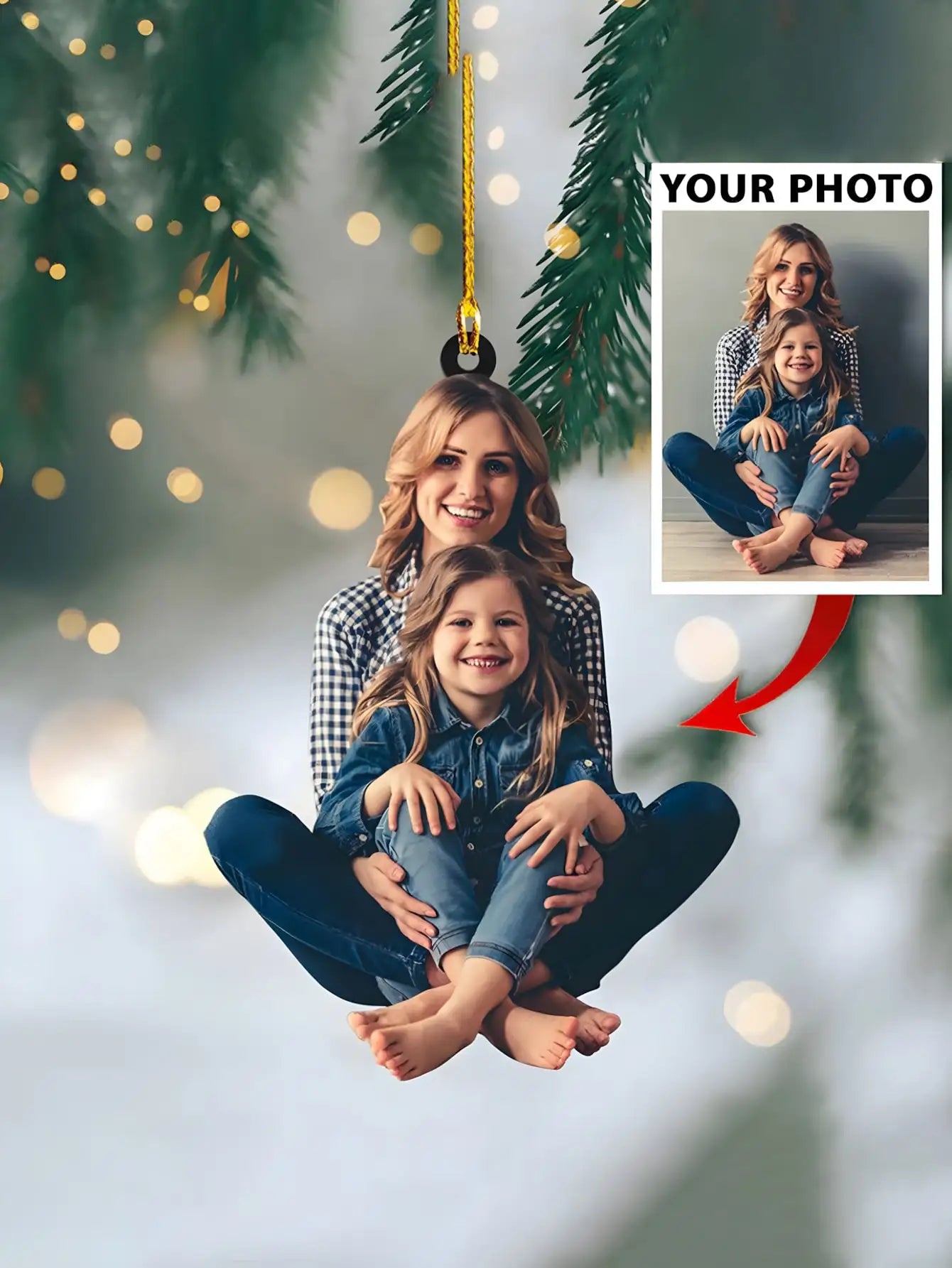 Custom Photo Car Ornament With Chain For Vehicle Interior