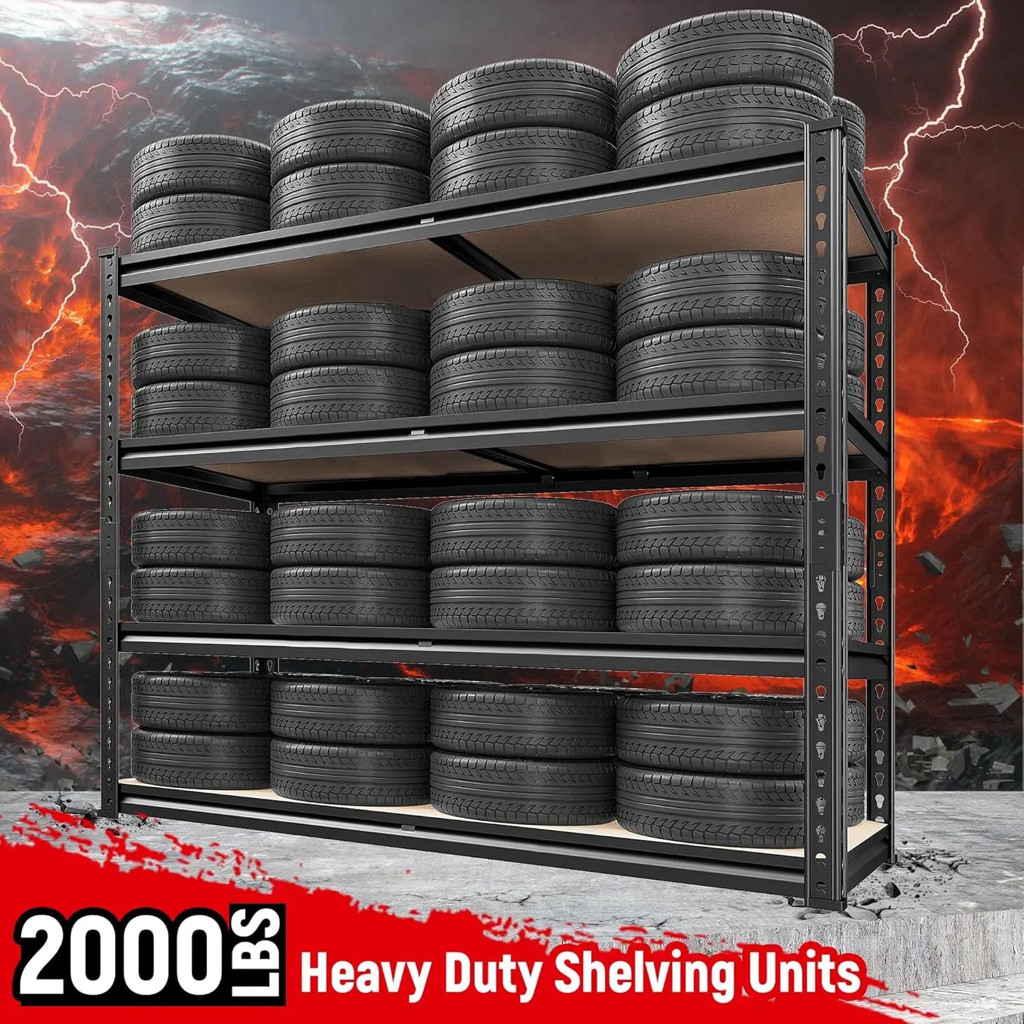 4 Tier Adjustable Metal Garage Shelving Heavy Duty Storage Rack