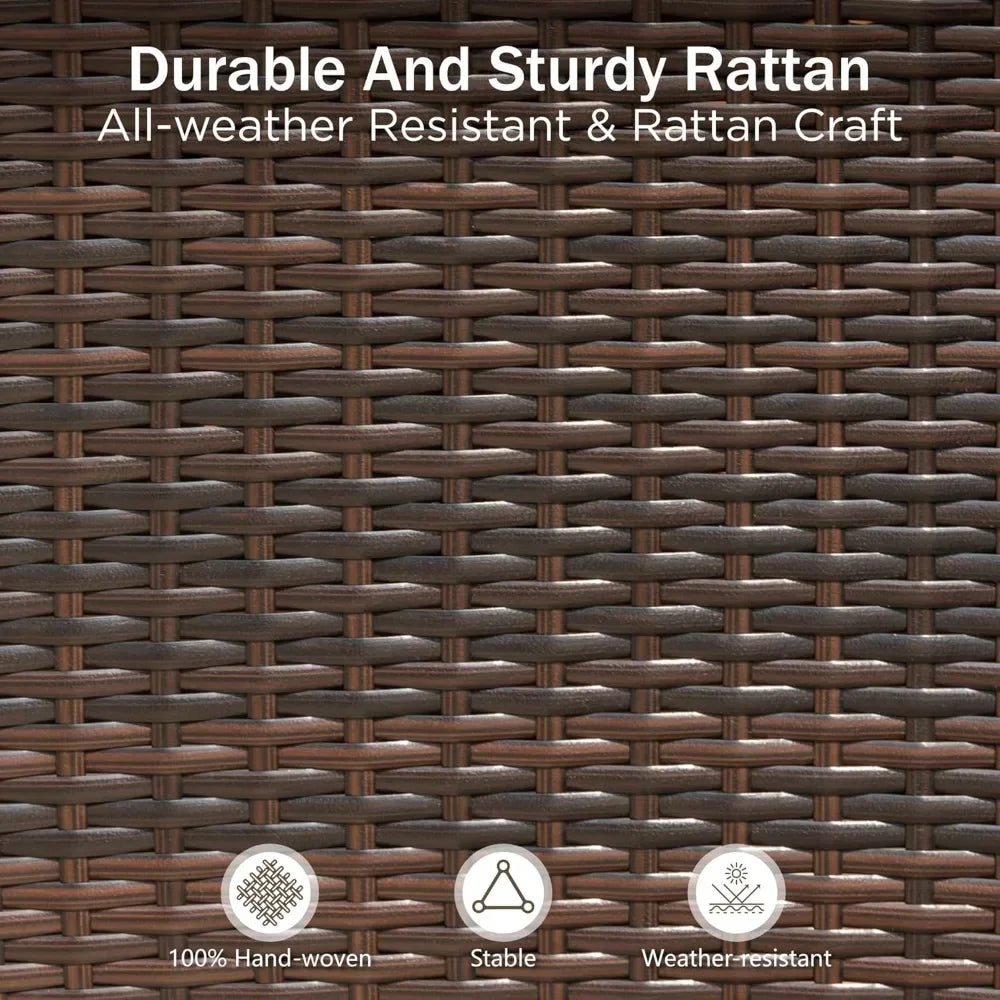 Outdoor Metal Dining Set With Umbrella And Cushioned Rattan Chairs