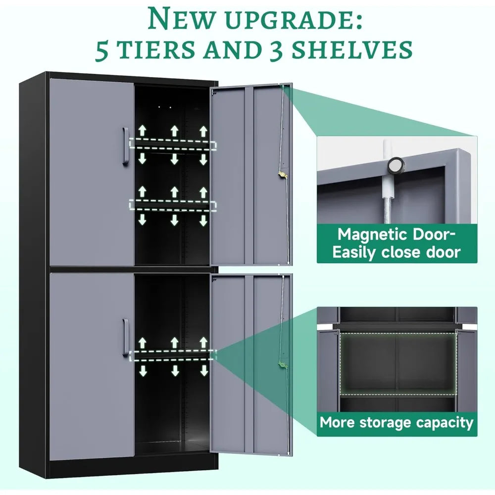 Metal Storage Cabinet with Lockable Door And Adjustable Shelves for Home Office Warehouse Steel Tool Locker Customized