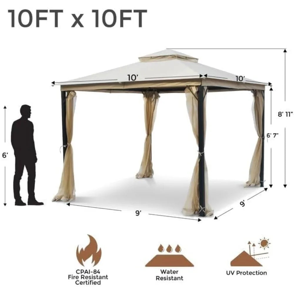 Double Soft Top Gazebo With Vent And Mosquito Netting