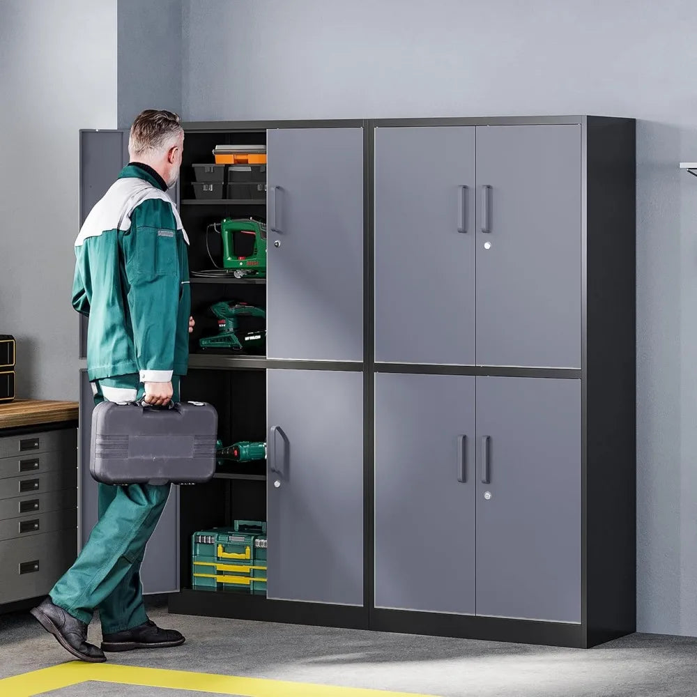 Metal Storage Cabinet with Lockable Door And Adjustable Shelves for Home Office Warehouse Steel Tool Locker Customized