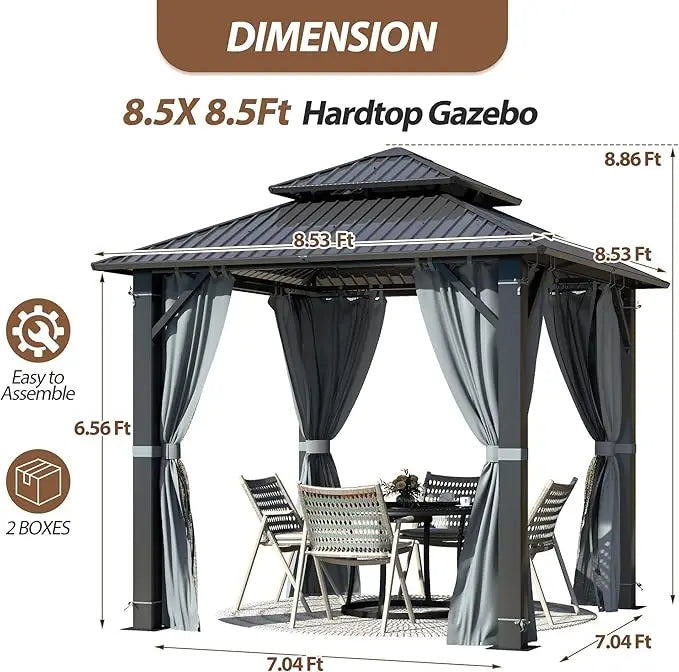 Hardtop Gazebo With Aluminum Frame Netting Curtain