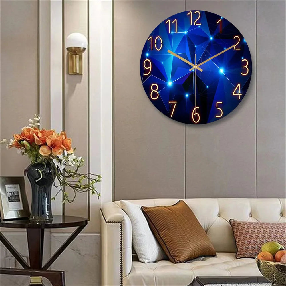 Geometric Wall Clock Quartz Silent Movement Living Room Decor