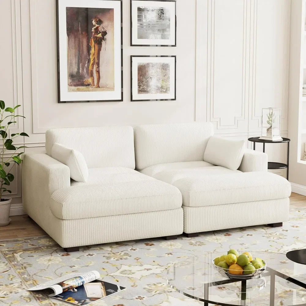 Corduroy Upholstered Oversized Loveseat Recliner Sofa Bed