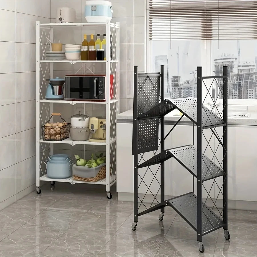 Heavy Duty Foldable Metal Storage Rack With Wheels For Garage