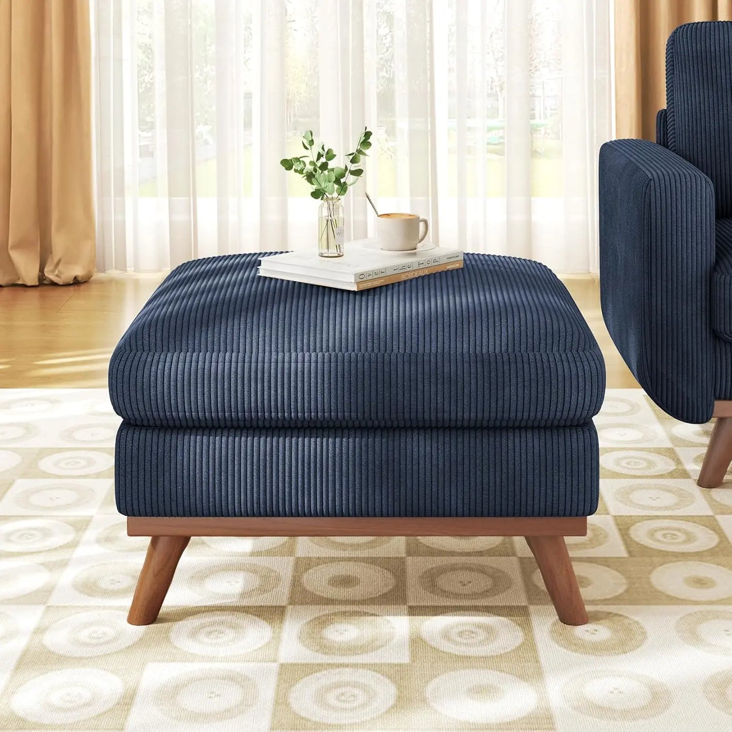 Corduroy Loveseat Sofa With Spring Cushion And Solid Wood Frame