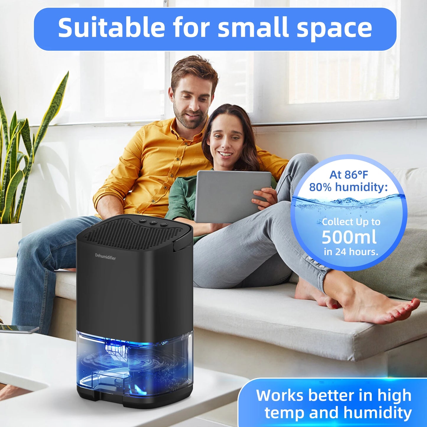 Deleaboa Portable Dehumidifier For Home Office And RV Energy Efficient
