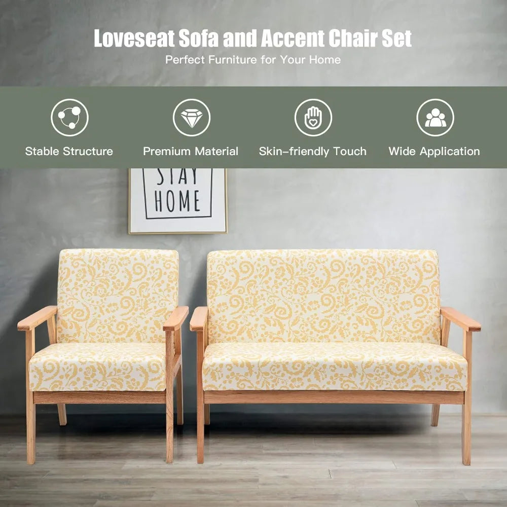 Medieval Style Wooden Sofa Set Upholstered Lounge Chairs Living Room Furniture