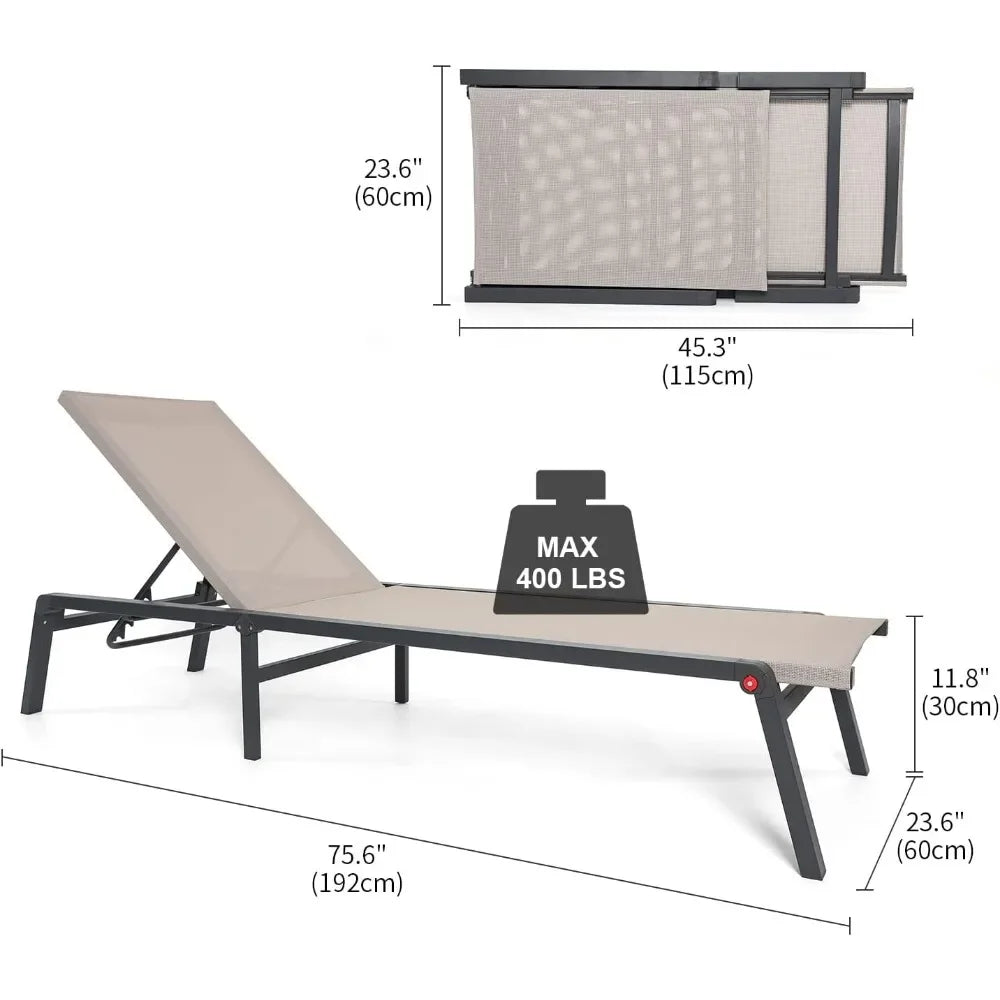 Chaise Lounge Outdoor Aluminum Set Of 2 Lounge Chairs Sunbathing