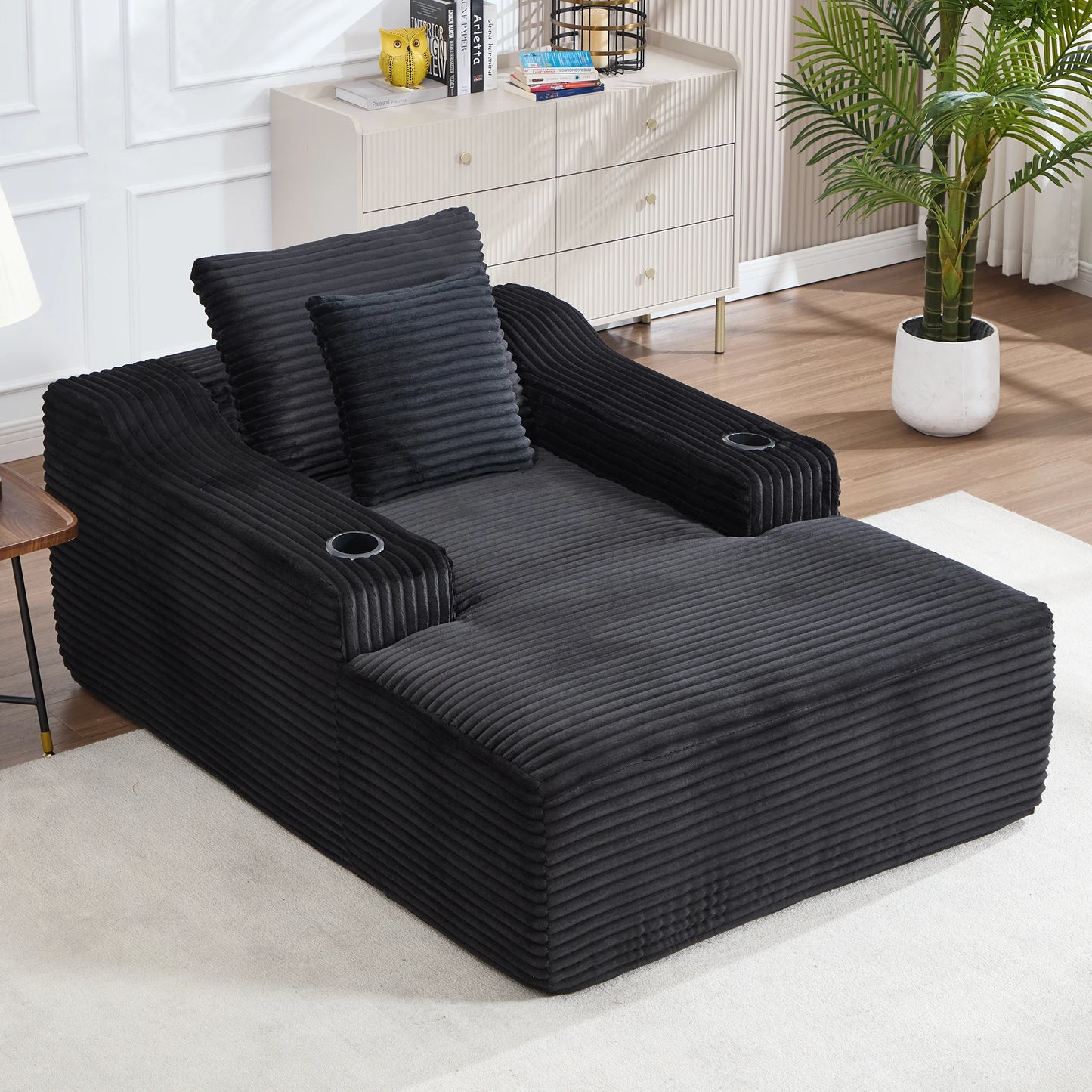 Corduroy Chaise Lounge Chair For Living Room And Bedroom