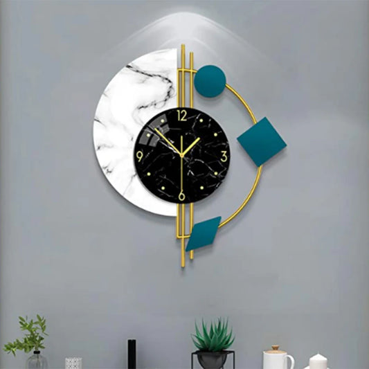 Silent Marble Semicircle Quartz Wall Clock For Living Room Decor