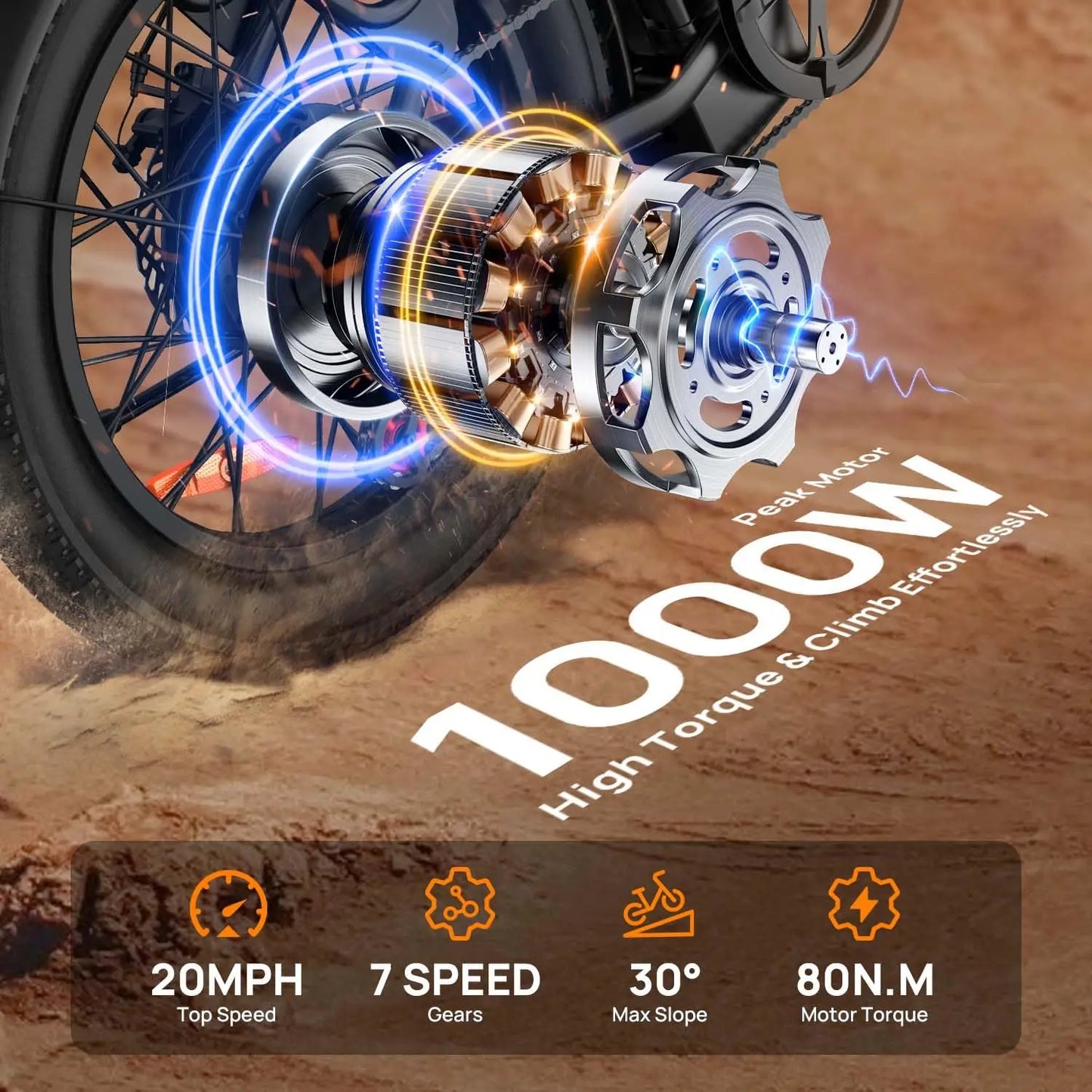 URLIFE 1000W Fat Tire Electric Bike 48V 13Ah Dual Disc Brakes