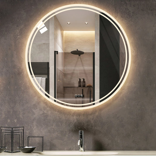 Wisfor LED Round Bathroom Mirror With Backlit Anti-Fog