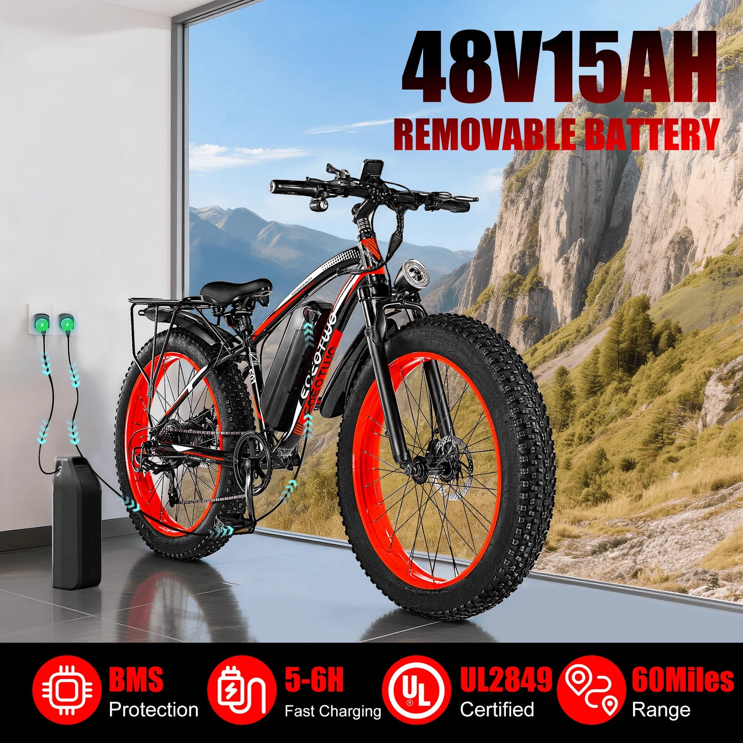 EOEOTWO E01 Electric Bike for Adults 1500W Peak Motor 34MPH