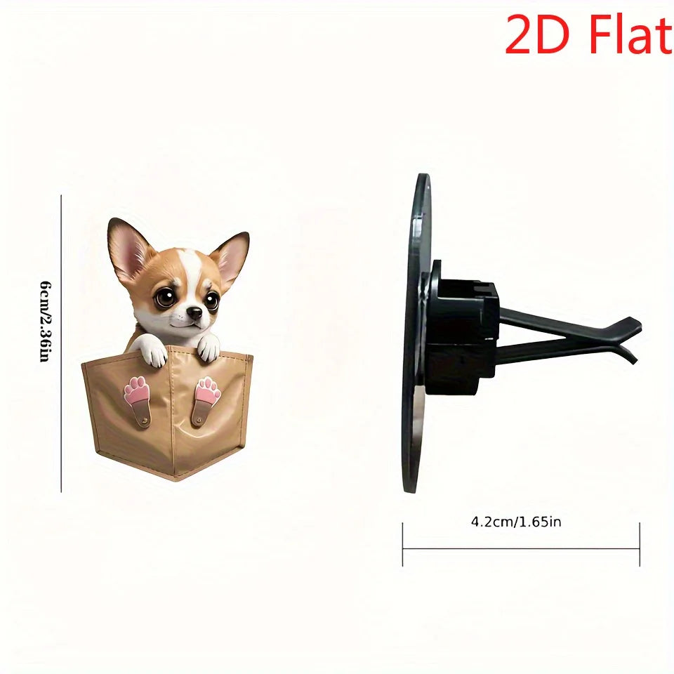 NONECN Chihuahua Car Air Freshener 2D Acrylic Aromatherapy Vent Clip