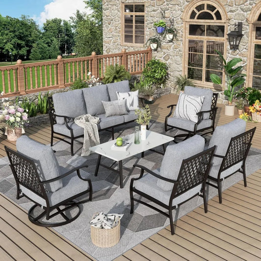 Outdoor Patio Furniture Set 6 Piece Wicker Rattan Sofa Chairs
