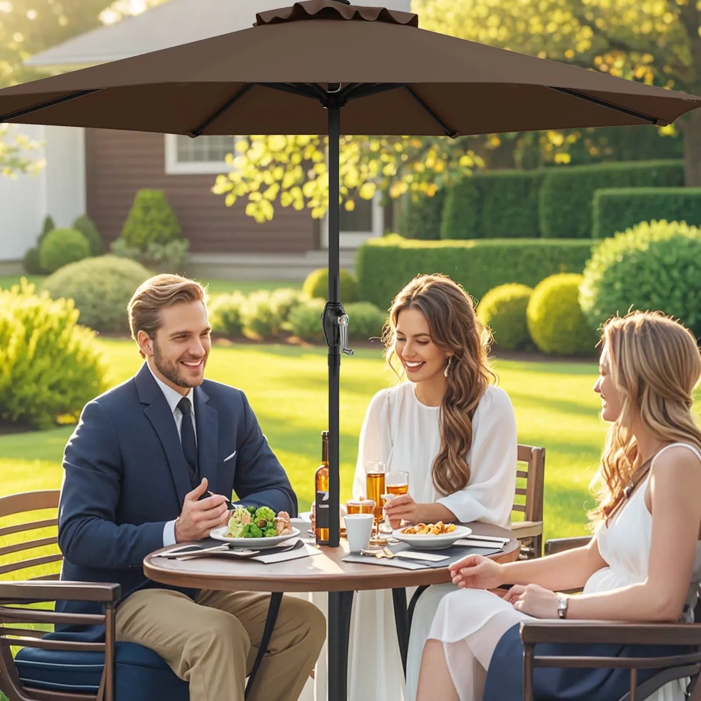 Outdoor Patio Umbrella With 8 Heavy Duty Ribs Sunproof