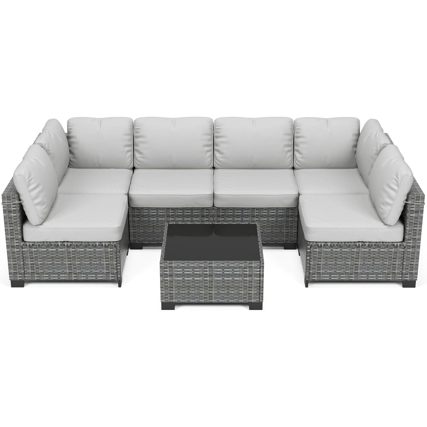 HobbyLane 7 Piece Modular Outdoor Furniture Set PE Rattan Wicker