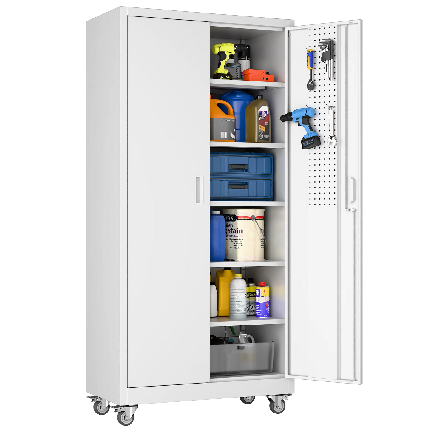Aobabo Metal Garage Storage Cabinet On Wheels