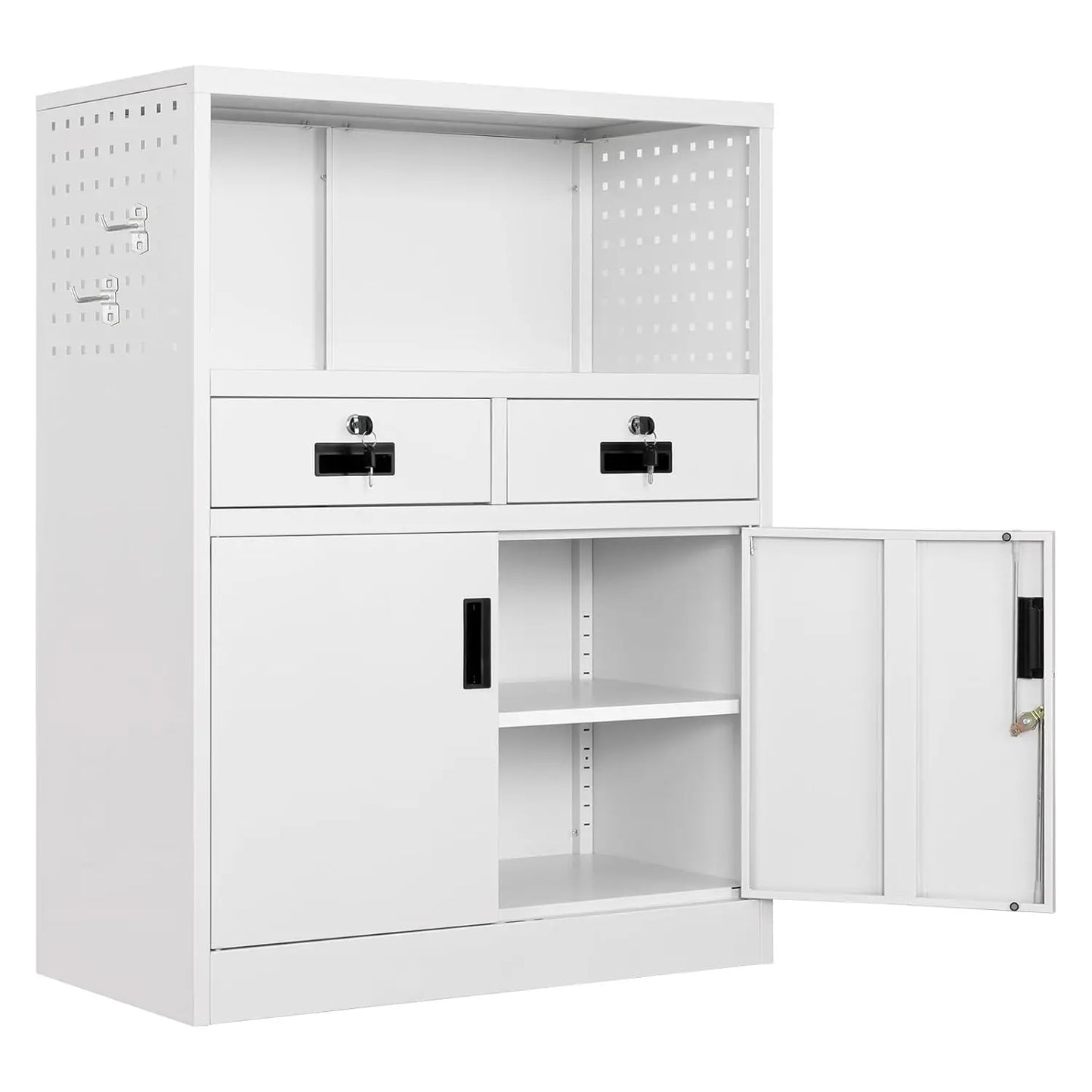 Metal Storage Cabinet with Drawers and Locking Doors,- Steel Lockable Storage Cabinet with Shelves for Home, Customized