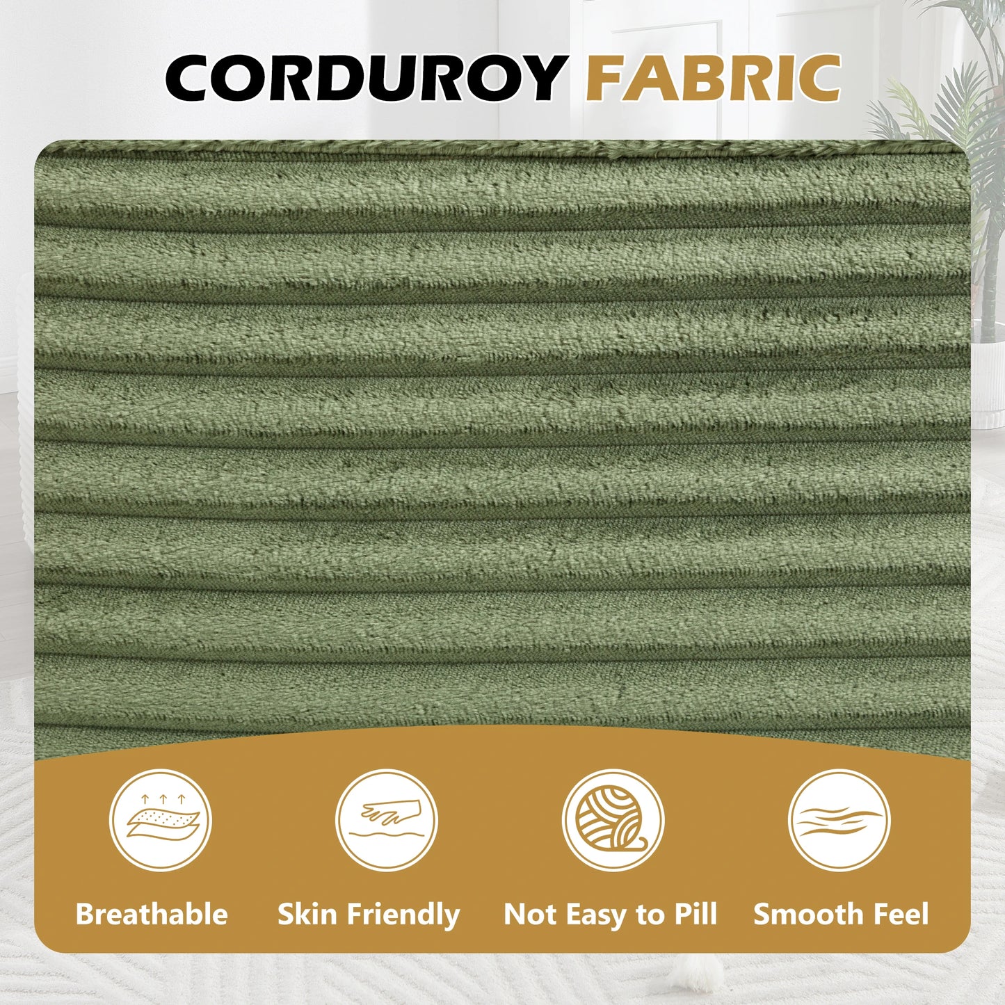 Corduroy Chaise Lounge Chair For Living Room And Bedroom