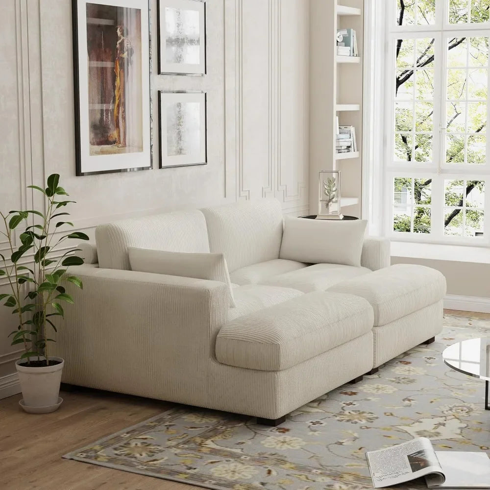 Corduroy Upholstered Oversized Loveseat Recliner Sofa Bed