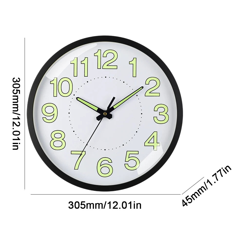 APWIKOGER Glow In The Dark Round Wall Clock Non Ticking Numerals And Hands