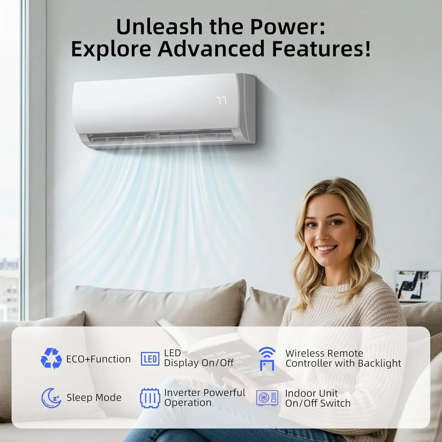 XMSJ Mini Split Air Conditioner Inverter Ductless Energy Efficient