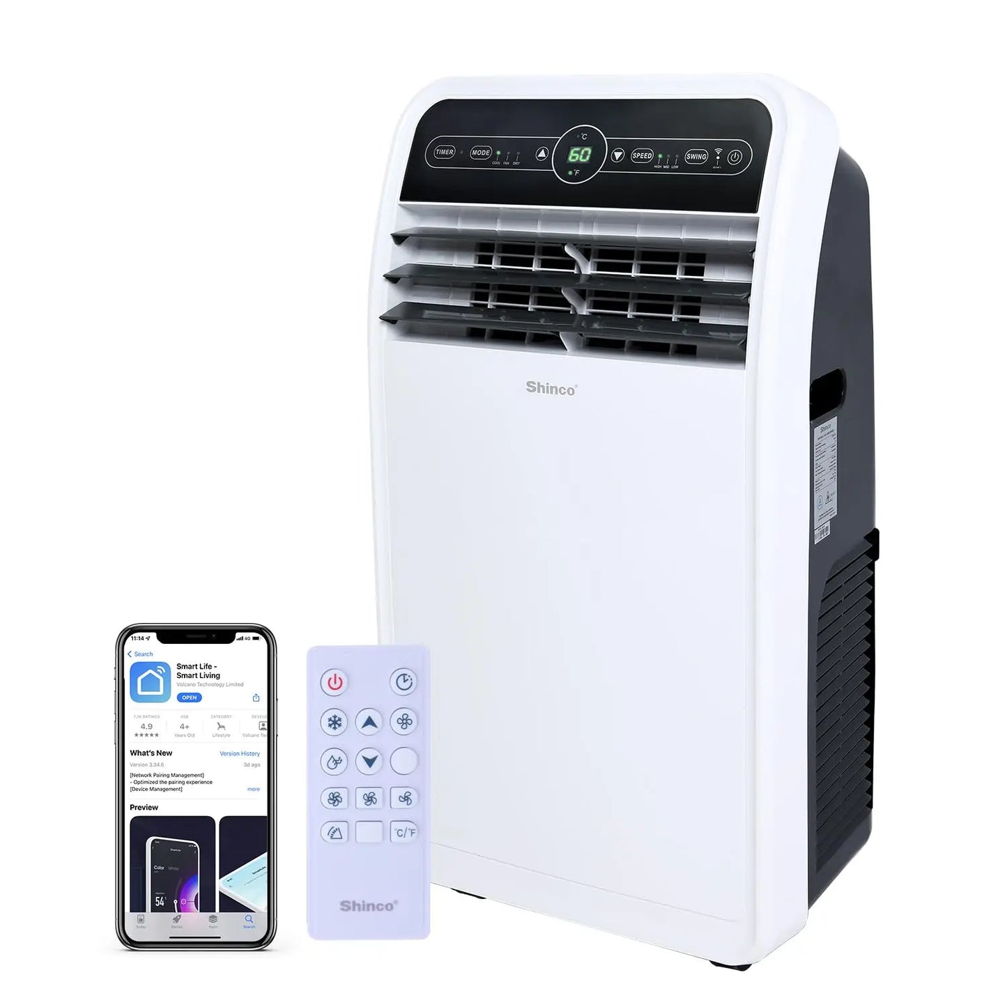 Shinco 12,000 BTU Smart WiFi Portable Air Conditioner