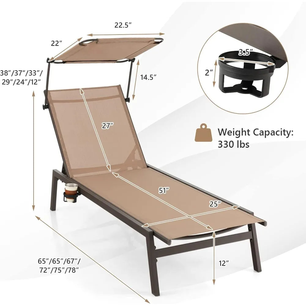 MKDK Patio Chaise Lounge Chair Set With Adjustable Backrest