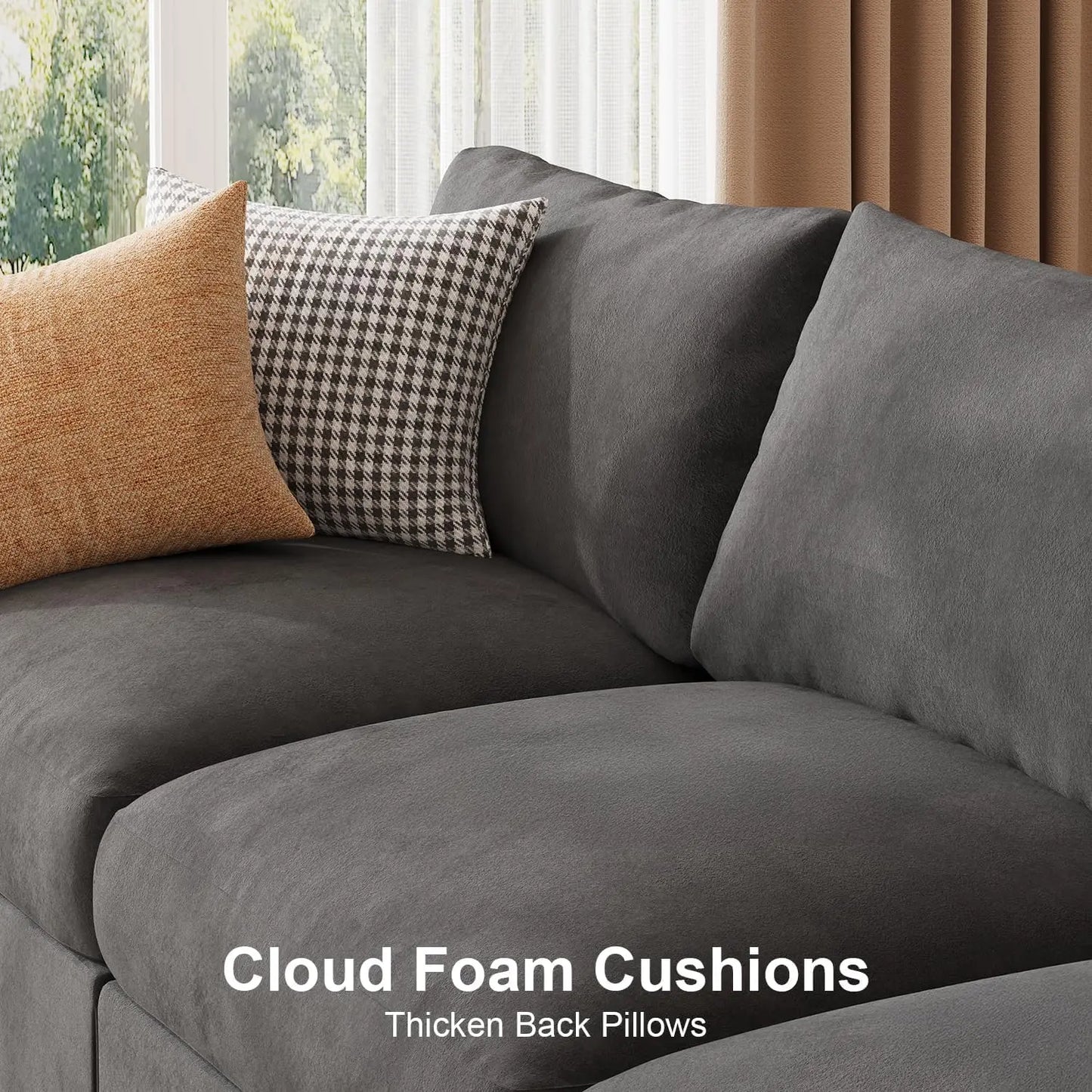 Velvet Modular Sectional Sofa U Shaped Convertible Sleeper Chaise