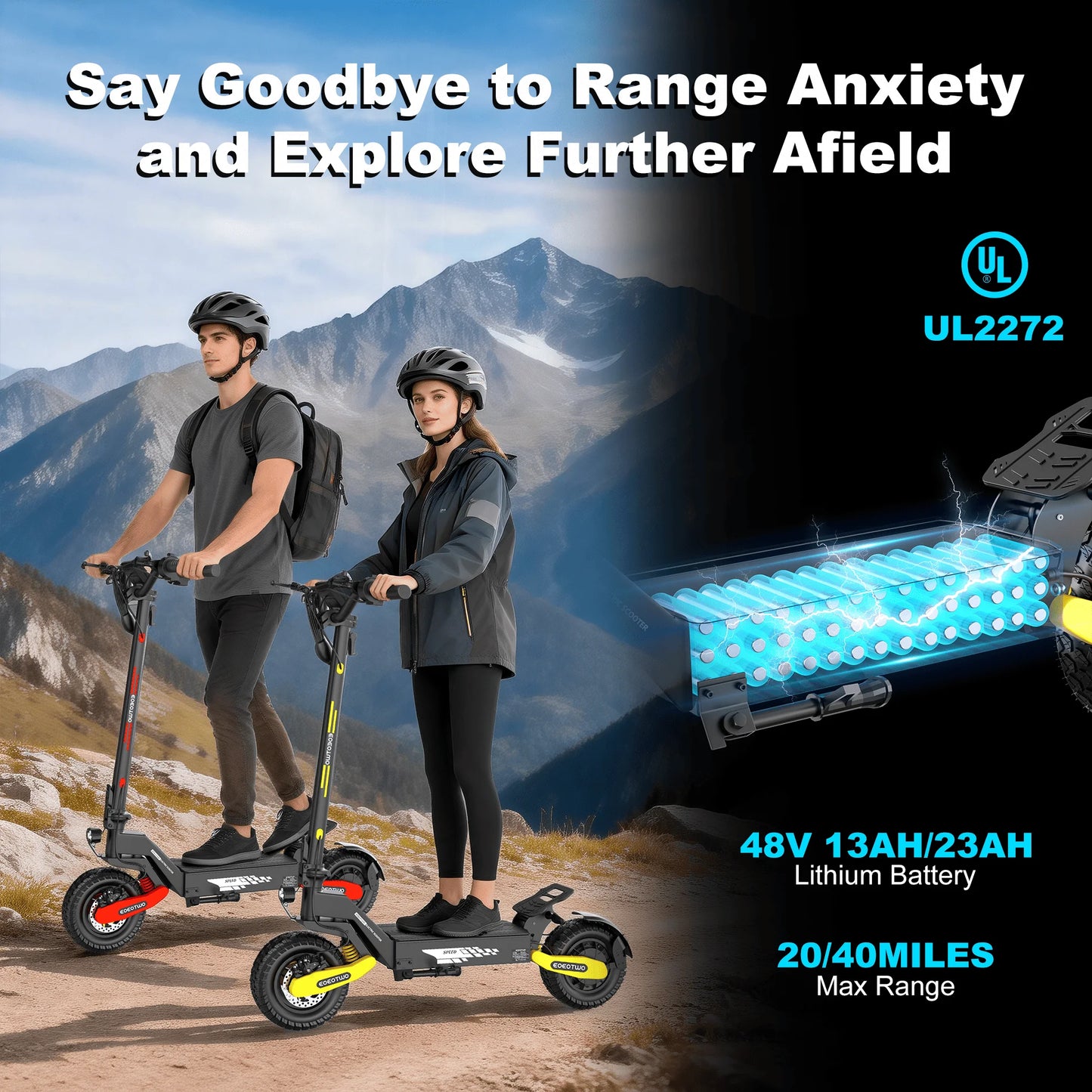 EOEOTWO GT06 Electric Scooter 1200W 30MPH Off Road Foldable