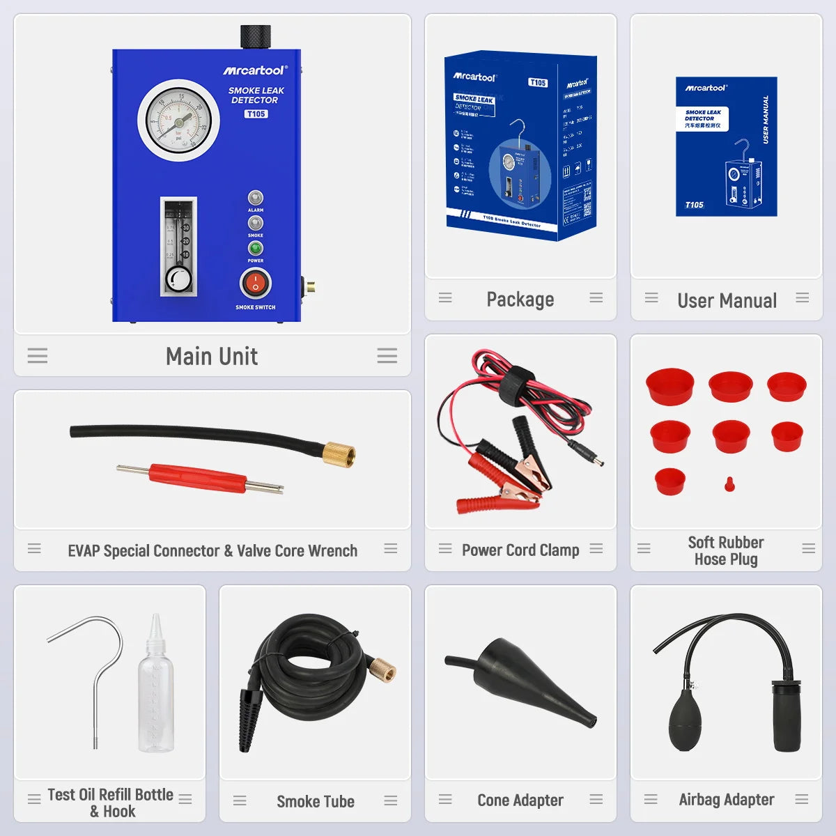 MR CARTOOL T105 Car Smoke Leak Detector For EVAP Systems