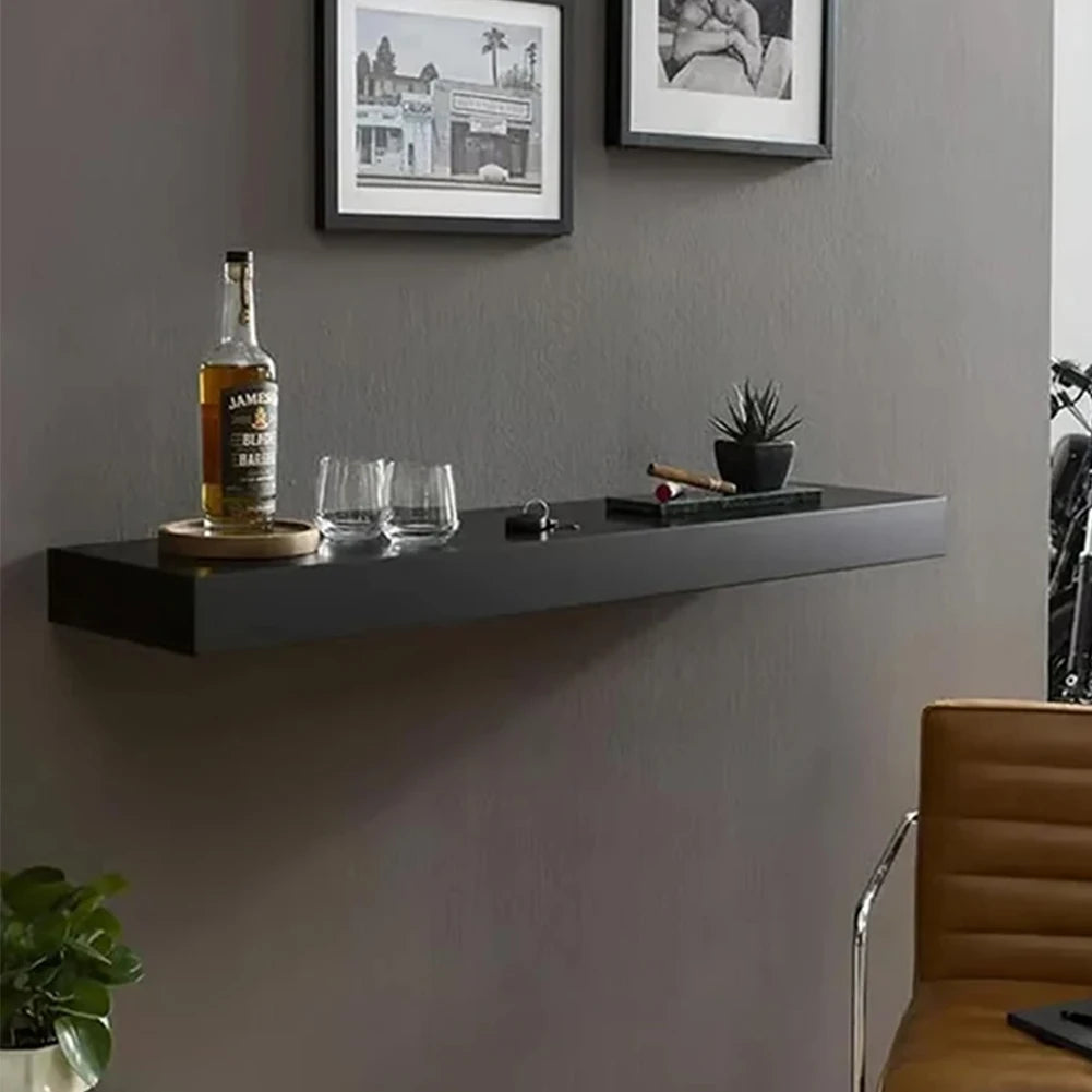 Wooden Flap Shelf With Concealed Secret Compartment Wall Mounted