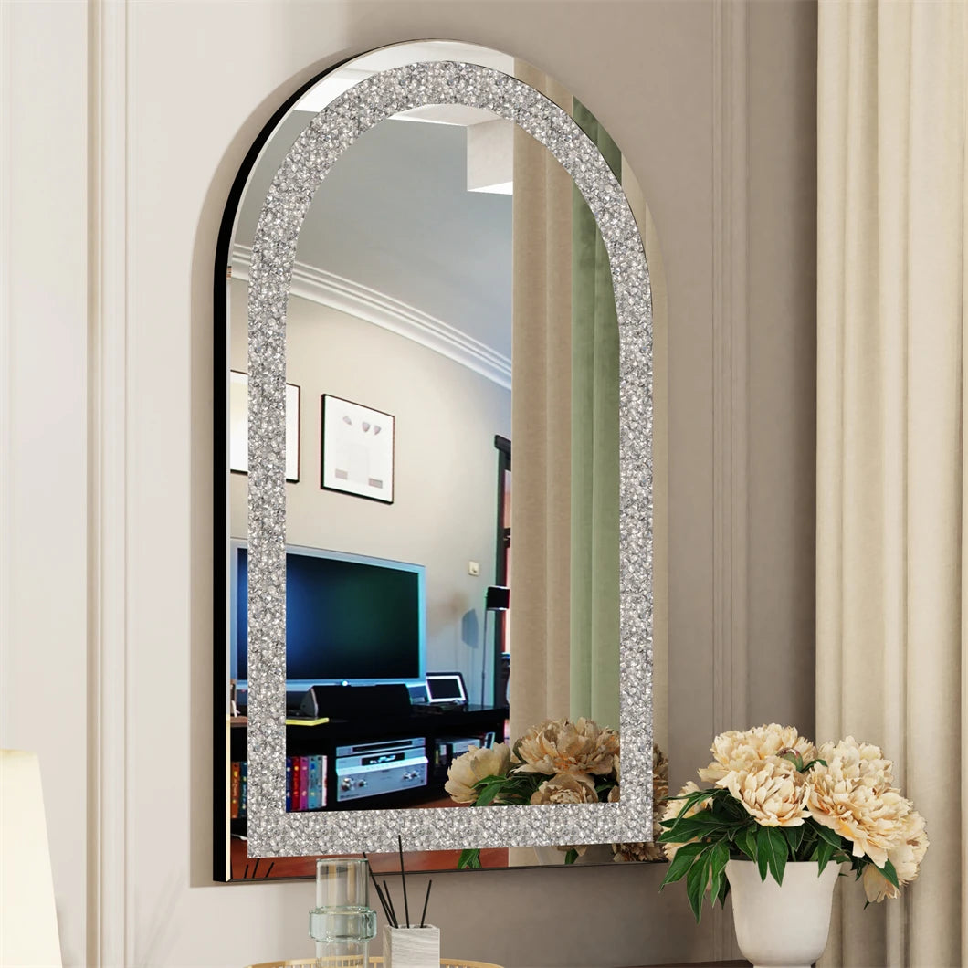 Borwarth Decor Mirror Bevelled Crystal Glass Silver Frame