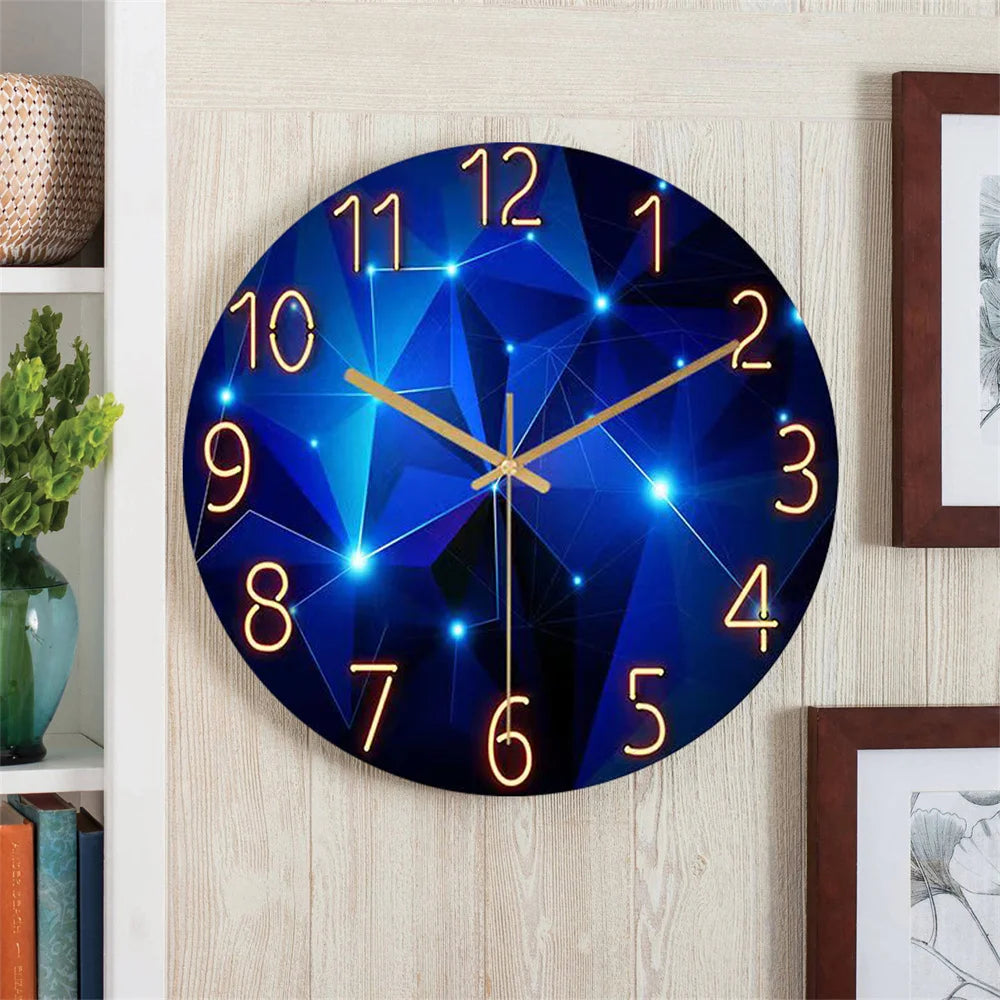 Geometric Wall Clock Quartz Silent Movement Living Room Decor