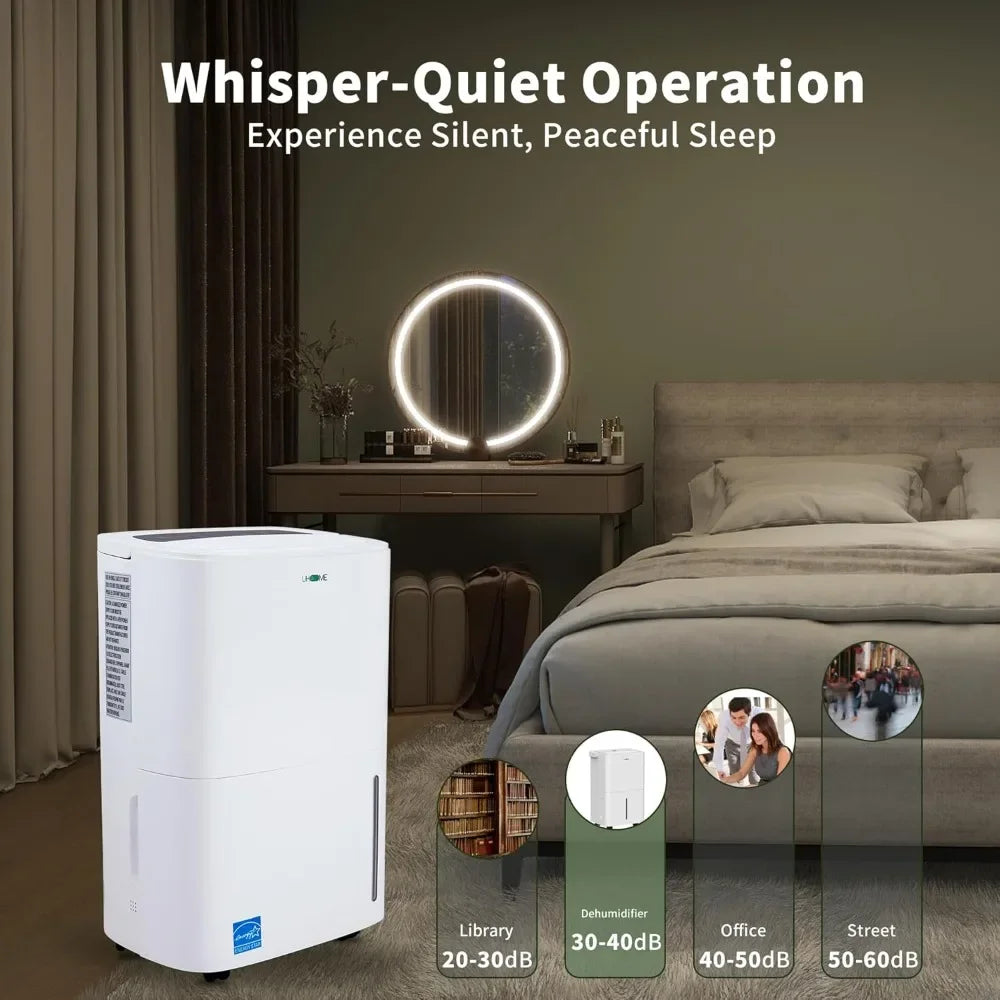 Quiet Dehumidifier 6000 Sq Ft for Home Basements Large Rooms