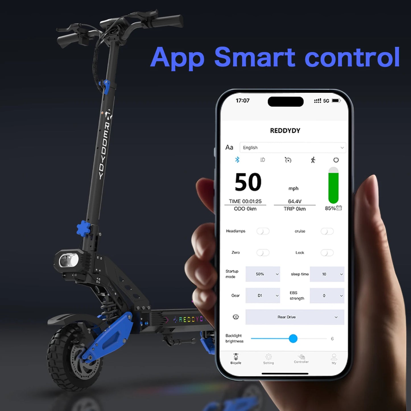 REDDYDY Electric Offroad Scooter 5000W Dual Motor 55 Mile Range