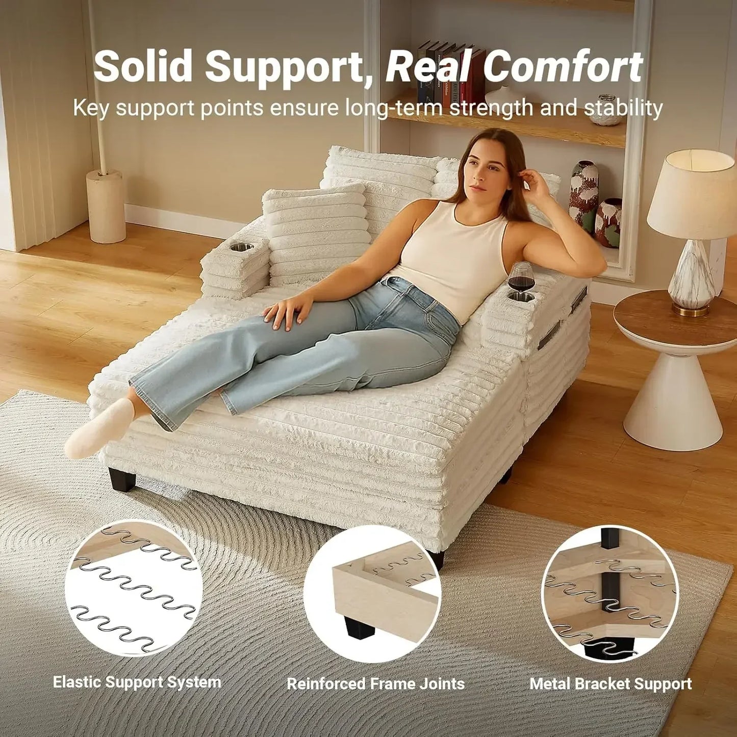 Chaise Lounge Chair Indoor Sleeper Sofa Bed With Wood Frame