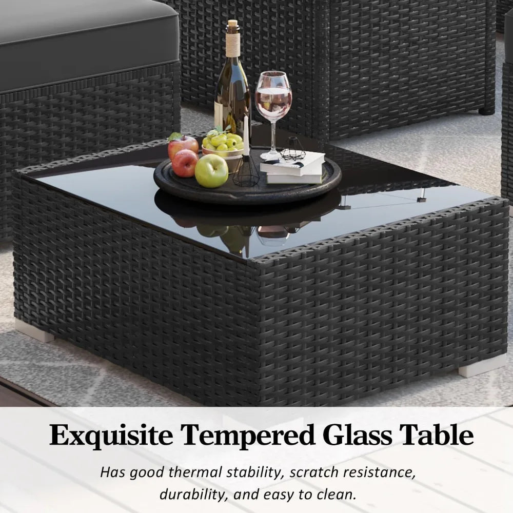 15 Piece Patio Furniture Set With Fire Pit Table Outdoor