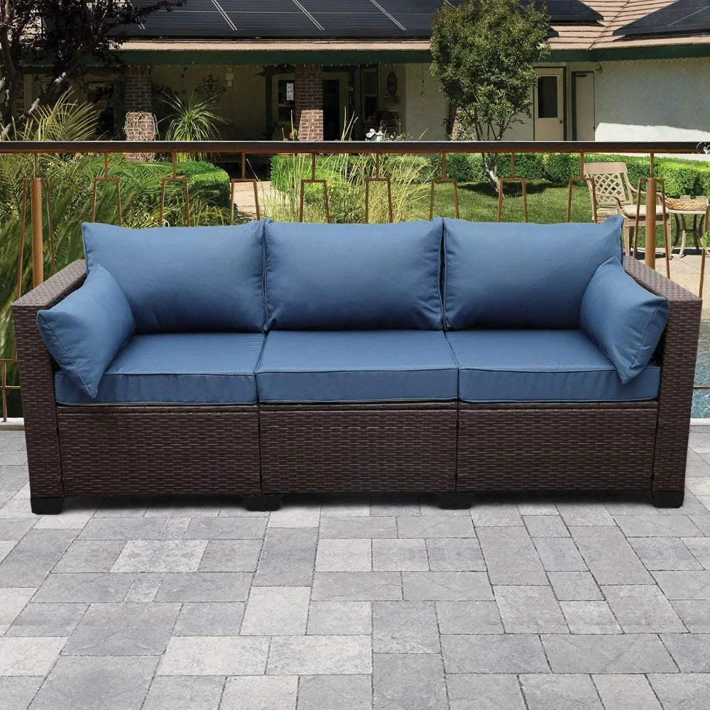 3 Seat Outdoor Wicker Sofa Rattan Frame With Cover